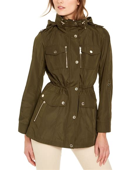 michael kors rain jacket gold|Michael Kors anorak jacket women.